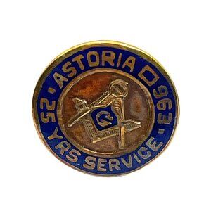 Vintage Astoria 1963 25 Years Service Masonic Lapel Pin A405